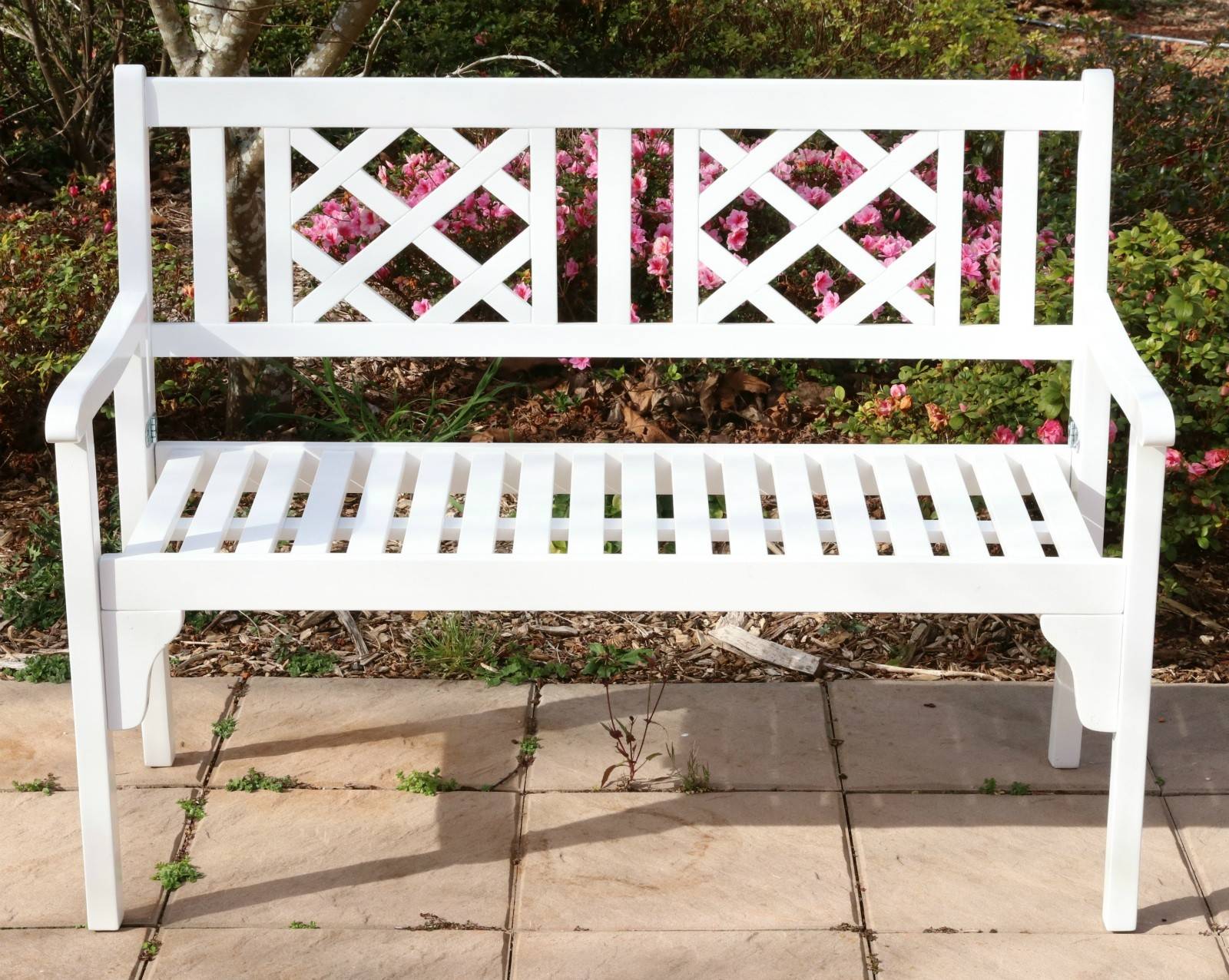 Outdoor Hardwood Timber Garden Bench 2 Seater White