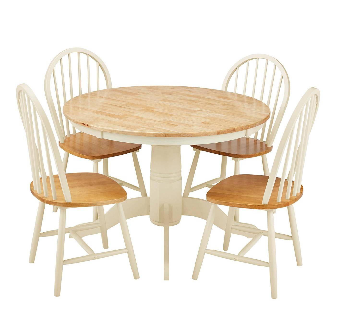 5pc Country Dining Setting - Table and Straight Back Chairs Padstow Farmhouse